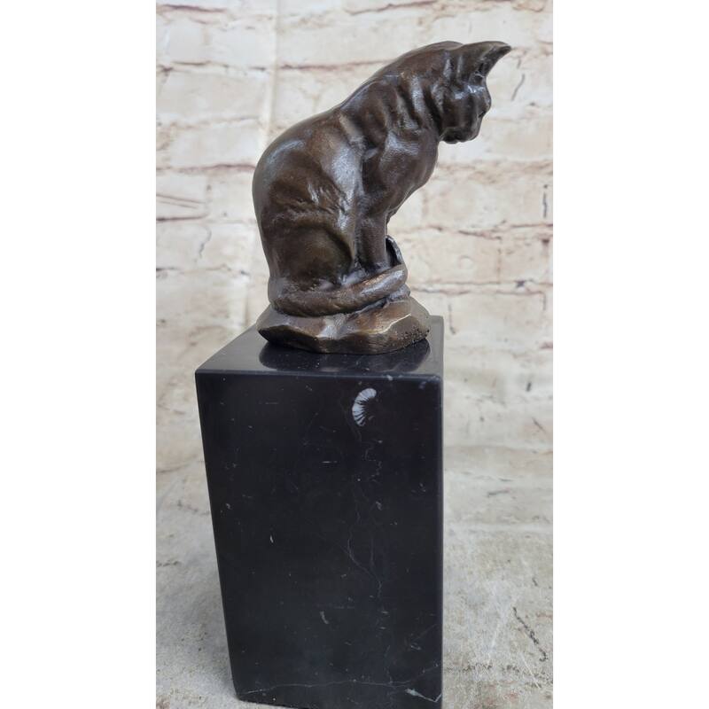 Signed Original House Imitative Cat Hot Cast Bronze Statue Sculpture Figurine Home Decor