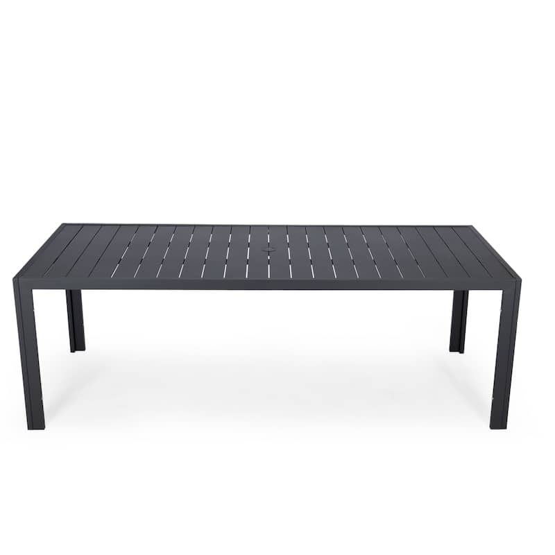 Chelsea Mid-Century Modern Outdoor Dining Table with Rust-Resistant Black Aluminum - Minimalist Patio Table