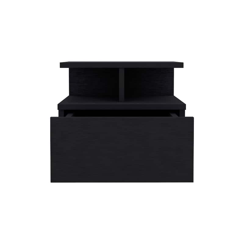 Floating Nightstand 12"H,Wall Mounted with Single Drawer and 2-Tier Shelf,for Bedroom,Closet,Entryway,College Dorm