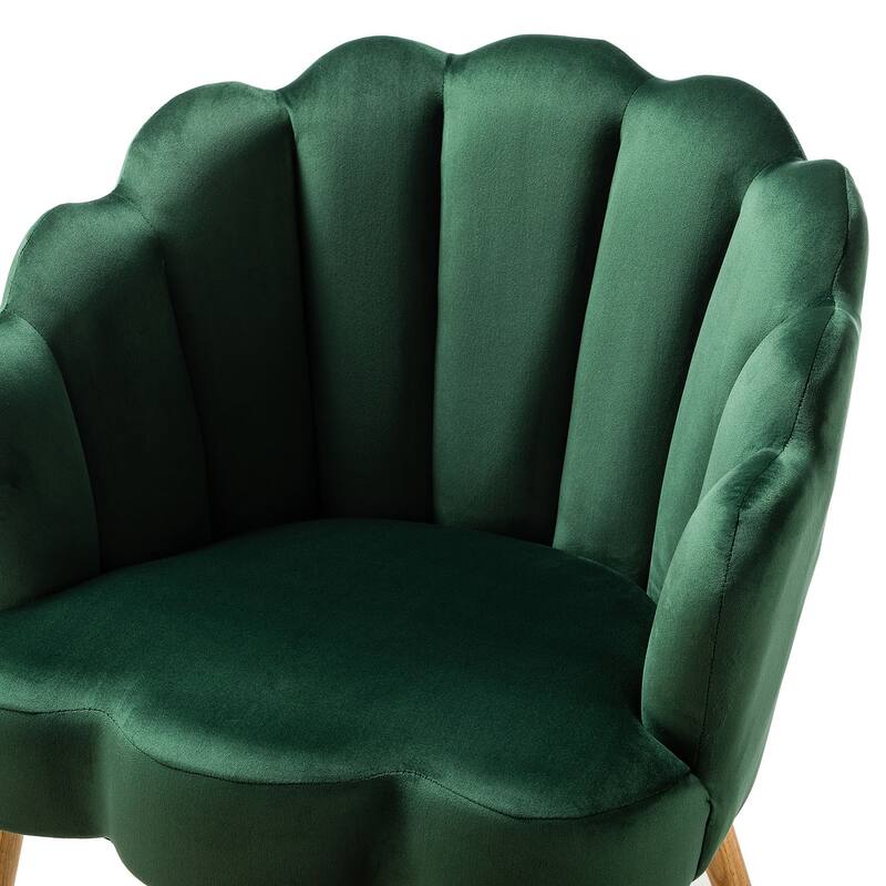 Eleanora Morden Scalloped Velvet Arm Chair with Tufted Back by HULALA HOME