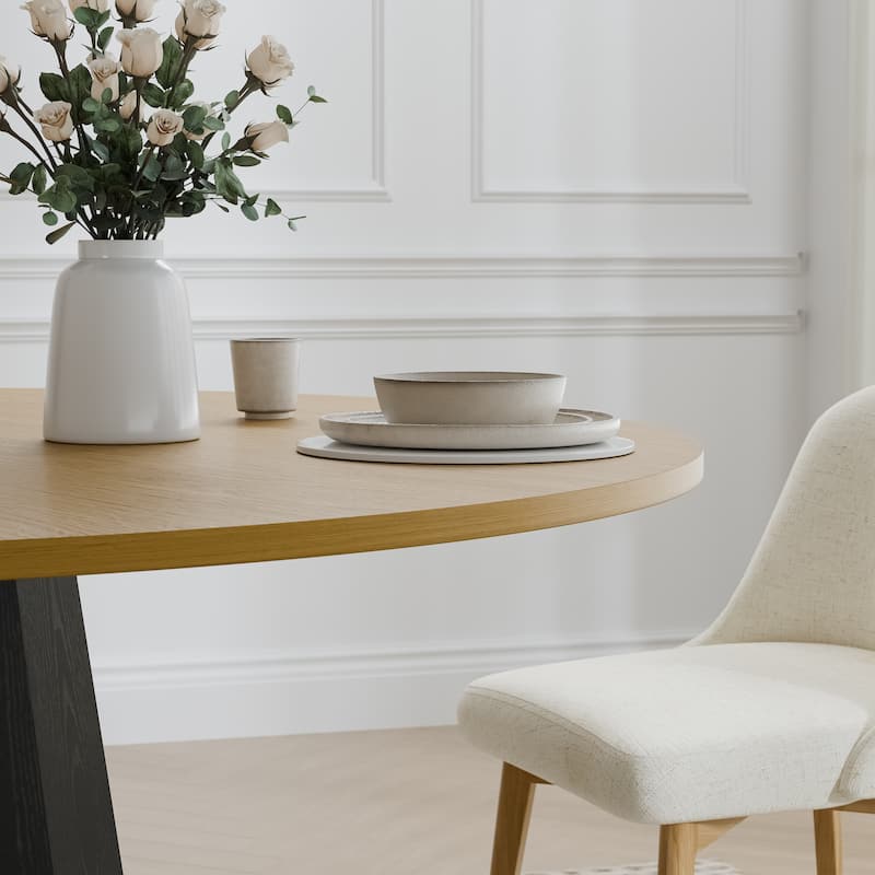 Solid Wood Round Dining Table Kitchen Table with Tabletop and Tapered Base for Living/Dining Room Coffee Office