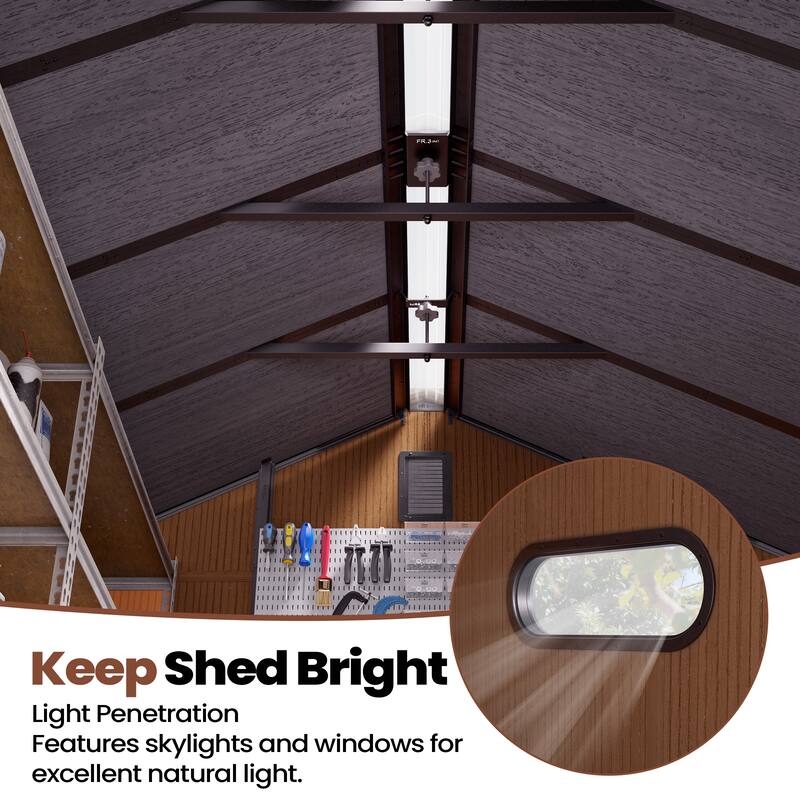 8X8/8X10/8X12 FT Resin Outdoor Storage Shed with Window Vent Floor for Patio Furniture and Tools