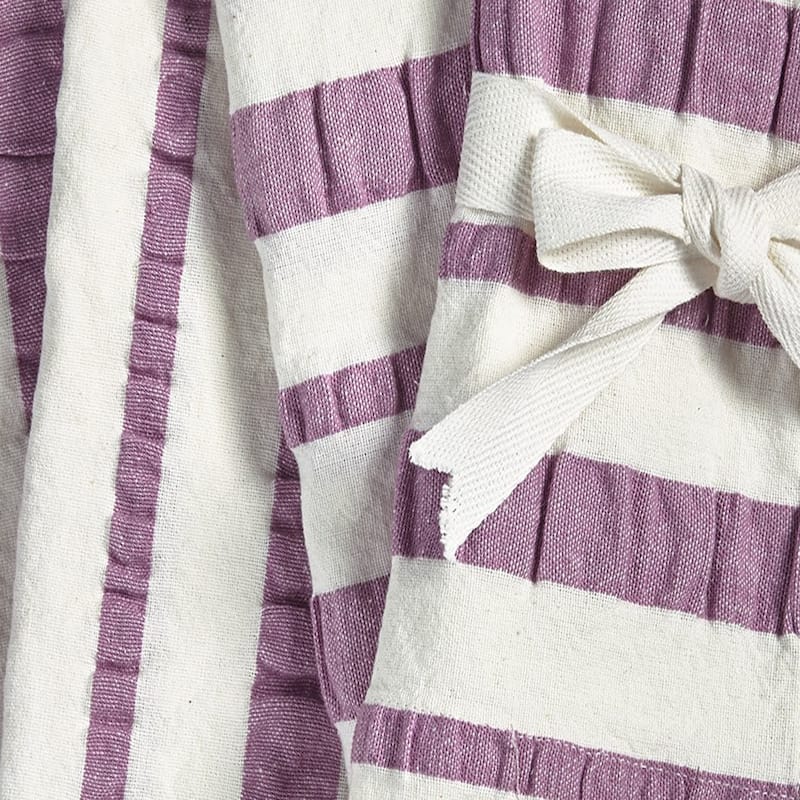 Purple Seersucker Horizontal and Vertical Stripes on White Background Cotton Machine Washable Napkin Set of 4 Lavendar