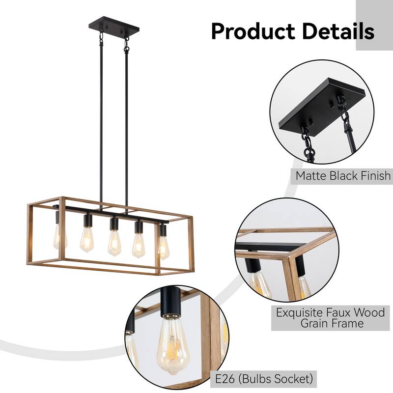 Kitchen Island Chandelier Dining Room Light Fixtures Over Table - 5-Light