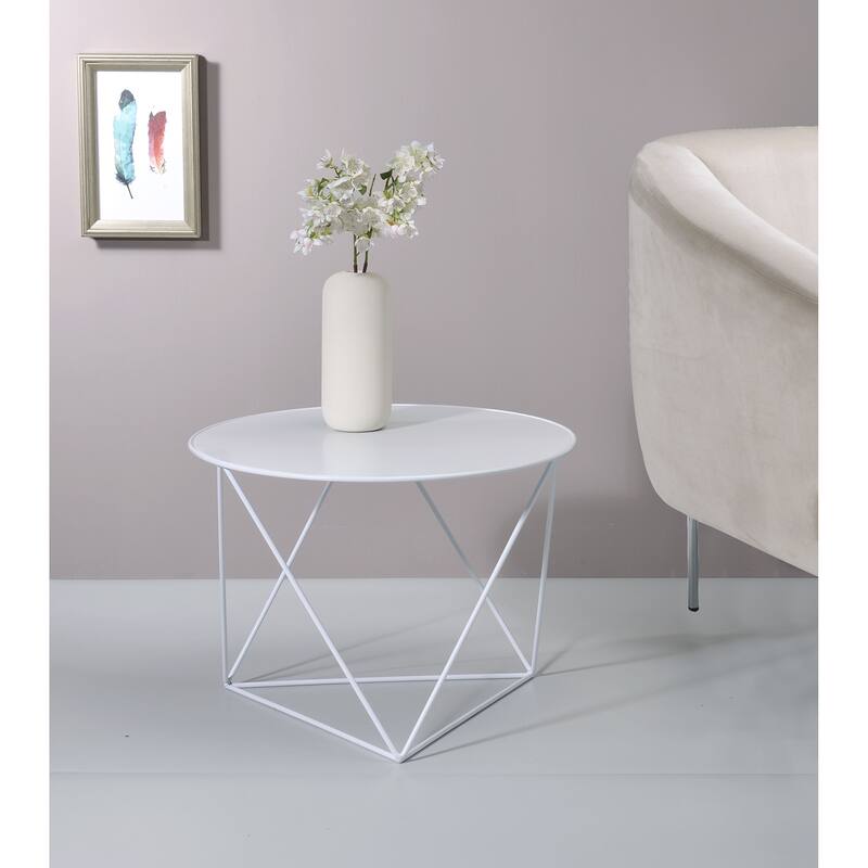 ACME Epidia Round Accent Table in White