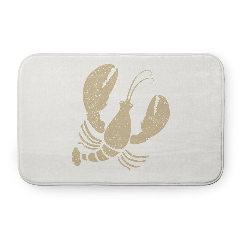 Lobster Bathmat - 24" x 17" - White and White