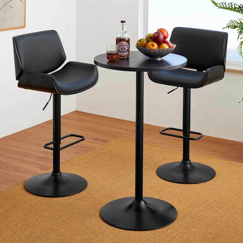 Glitzhome 39.5"H Modern Bistro Walnut Top Round Pub Bar Table