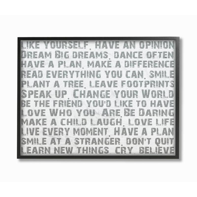 Stupell 'Like Yourself' Ebony Wood Framed Canvas Inspirational Typography Texturized Giclee Art Print - 16 x 20