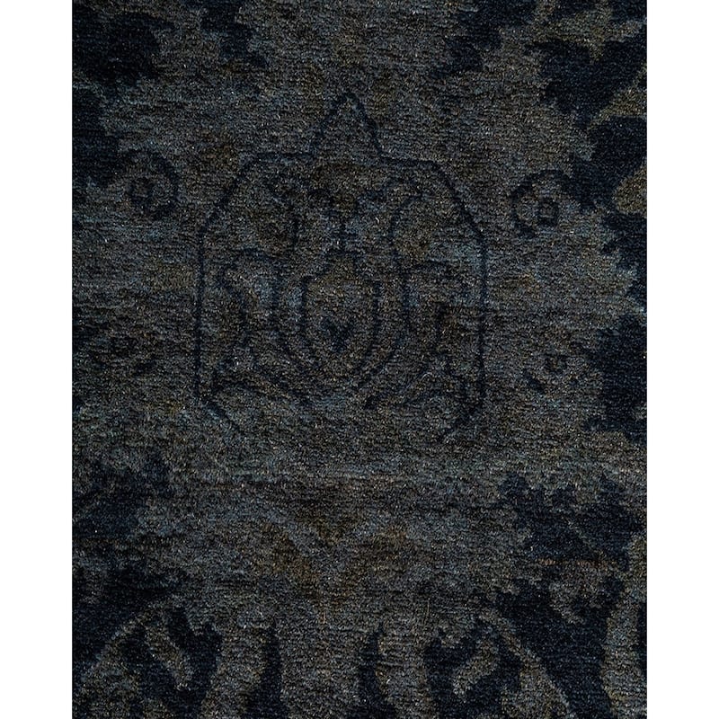Overton Hand Knotted Wool Vintage Inspired Modern Contemporary Overdyed Black Area Rug - 10' 0" x 19' 4"