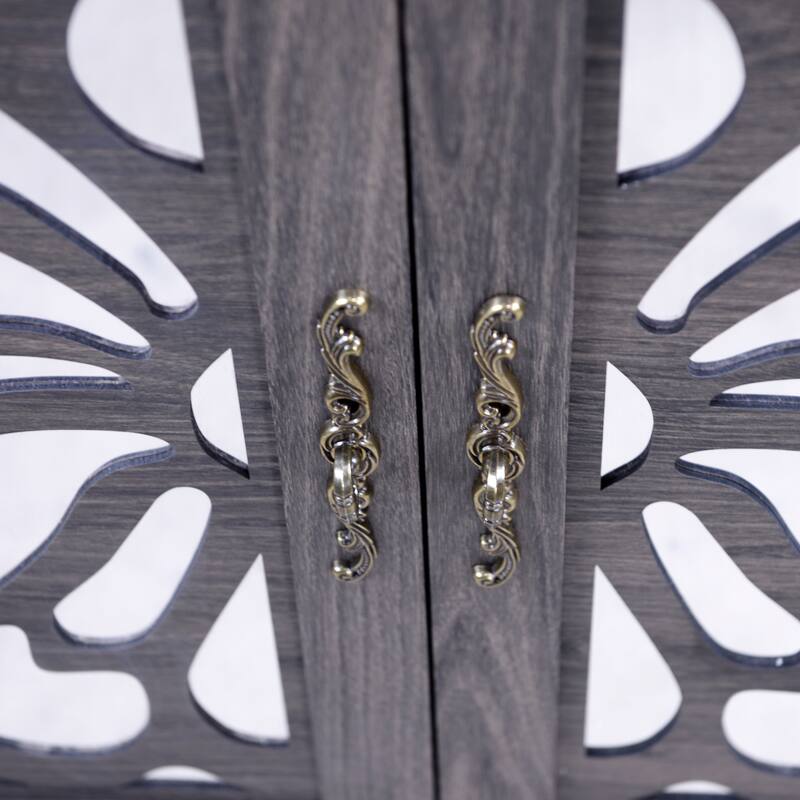 Anmytek 49" Brown Mirrored Door Sideboard Buffet Cabinet with Adjustable Shelves Spacious Storage for Living Room Kitchen