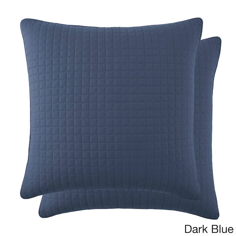 Beautiful Square Stitched Quilted Shams Covers (Set of 2) by Southshore Fine Linens - 20 x 26 - Dark Blue