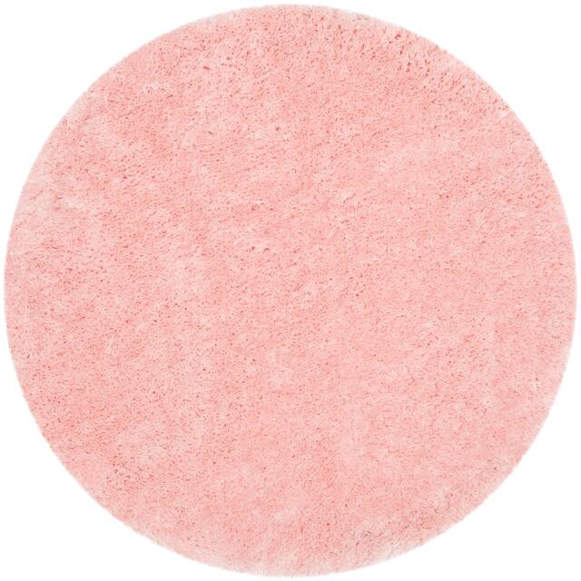 SAFAVIEH Handmade Arctic Shag Guenevere 3-inch Extra Thick Rug - 7' x 7' Round - Pink