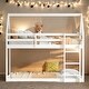 preview thumbnail 1 of 16, Low Height Design Twin over Twin Floor Bunk Bed Kids Bed with Ladder,Guardrails White