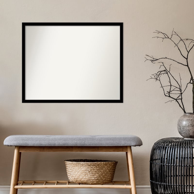 Non-Beveled Bathroom Wall Mirror - Jet Black Frame