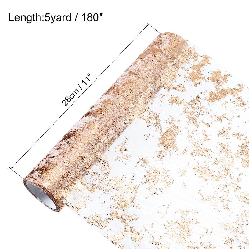 Table Runner, Metallic Foil Thin Mesh, 1Pcs - Rose Gold - 11 x 180 Inch