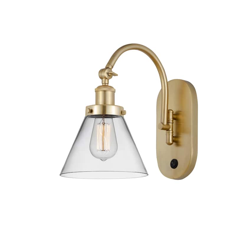 Innovations Lighting 918-1W-13-8 Cone Sconce Cone 13" Tall Wall Sconce - Satin Gold / Clear
