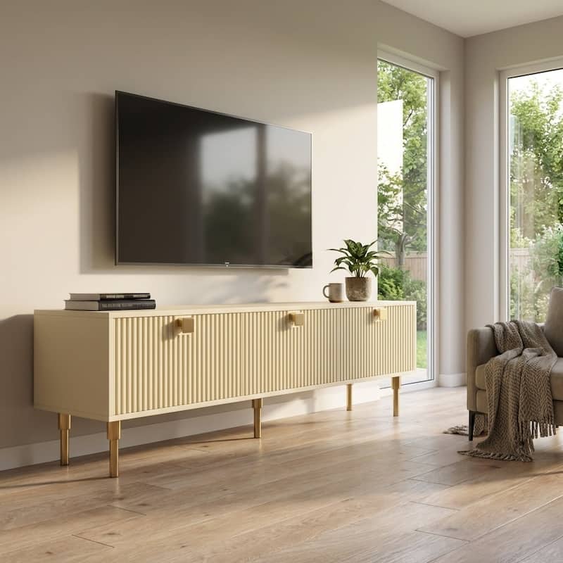 Meble Furniture Dorset 01 70.9" TV Stand for TVs up to 80", Matte Finish Media Console with 3 Shelves