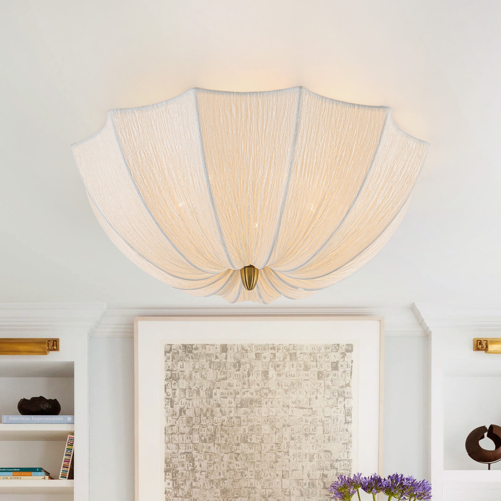 5-Light Coastal Fabric Shade Flush Mount Ceiling Light