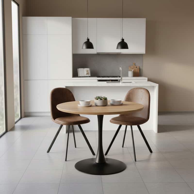 Swivel Upholstered Dining Chairs with Metal Legs, Mid-Back Side Chairs, Brown