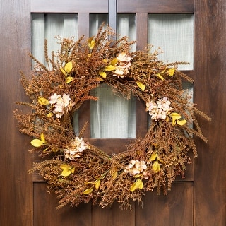 Fall Grass Autumn Harvest Artificial Wreath - 32" - Bed Bath & Beyond ...