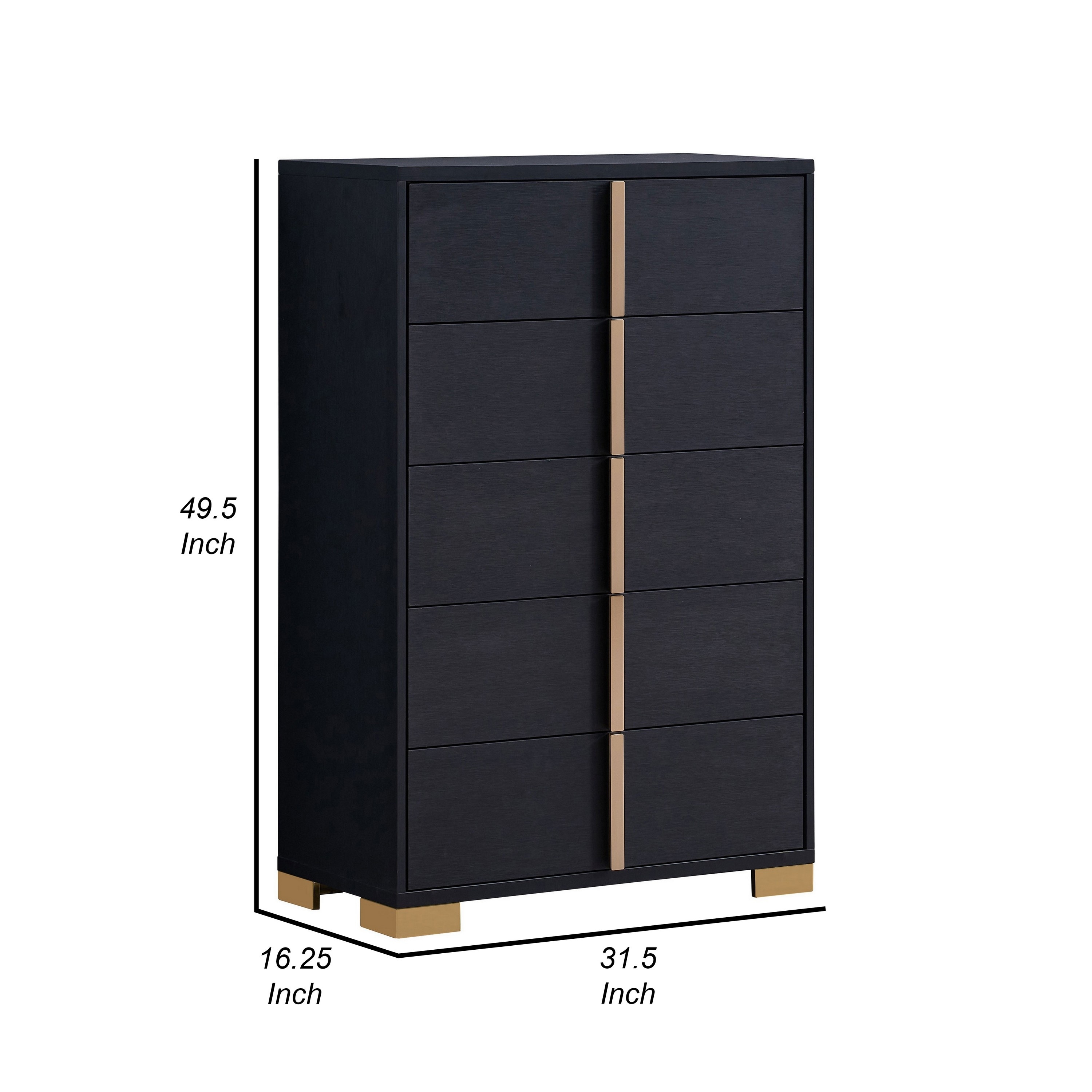 50 inch black dresser Buy Lala 50 Inch Tall Dresser Chest, 5 Drawers, Black Handles, Rustic Brown  By Casagear Home