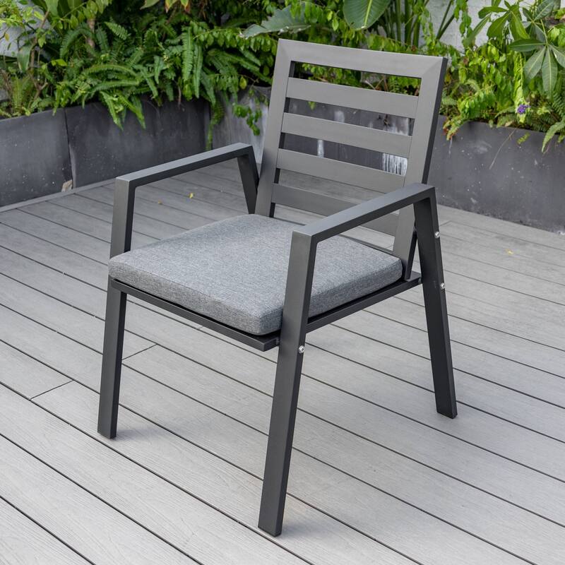 7-Piece Outdoor Dining Set in Black Aluminum Chelsea Series by LeisureMod
