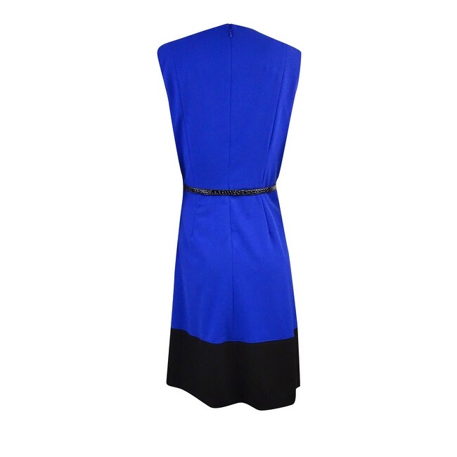 Shop Calvin Klein Women S Belted Contrast Hem A Line Dress