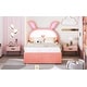 preview thumbnail 2 of 15, Charming Upholstered Platform Bed with Trundle and Drawers for Kids