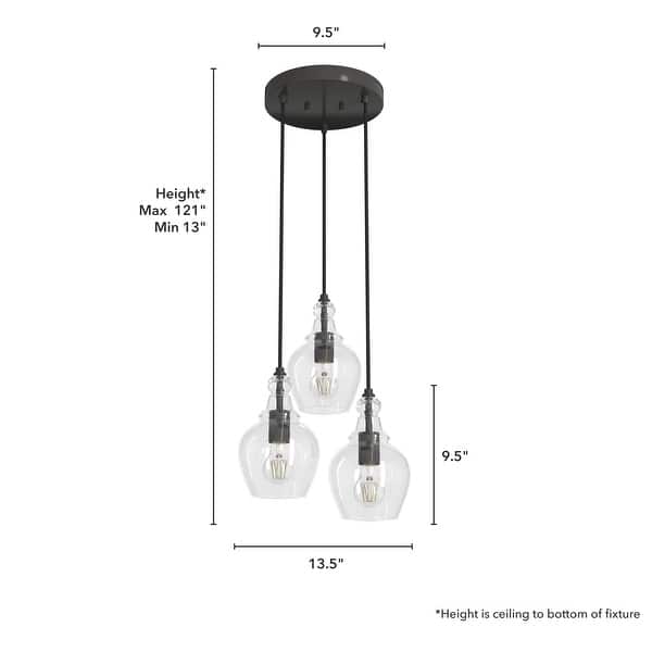 dimension image slide 2 of 4, Hunter Maple Park Round Cluster Ceiling Light- Kitchen Island, Dining Room, Entry - Modern Farmhouse, Contemporary, Transitional