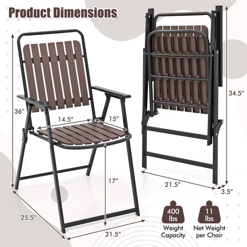 Gymax 4 pcs Patio Folding Chairs Portable Outdoor Dining Chairs w/ PP
