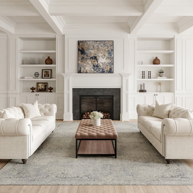 Nourison Rustic Textures Contemporary Abstract Area Rug - 9' x 13' - Ivory/Light Blue - Rectangle