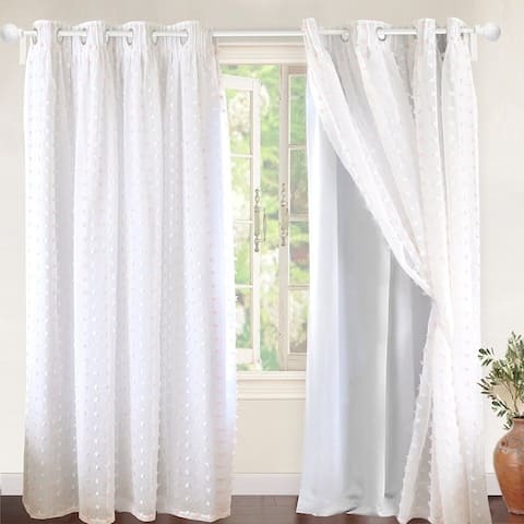 DriftAway Lily White Voile Sheer & Blackout Curtain Liner Single Panel