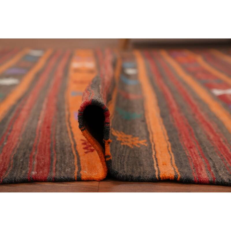 Hand Woven Oriental 100% Wool Carpet Southwestern Tribal Multi-Colored Kilim Area Rug - 9' 1'' X 5' 3''