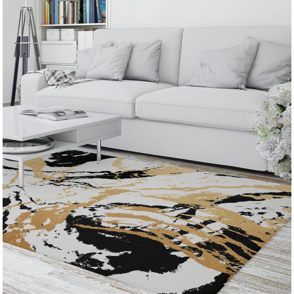 Marbled Modern Print Low Pile Area Rug by Kavka Designs