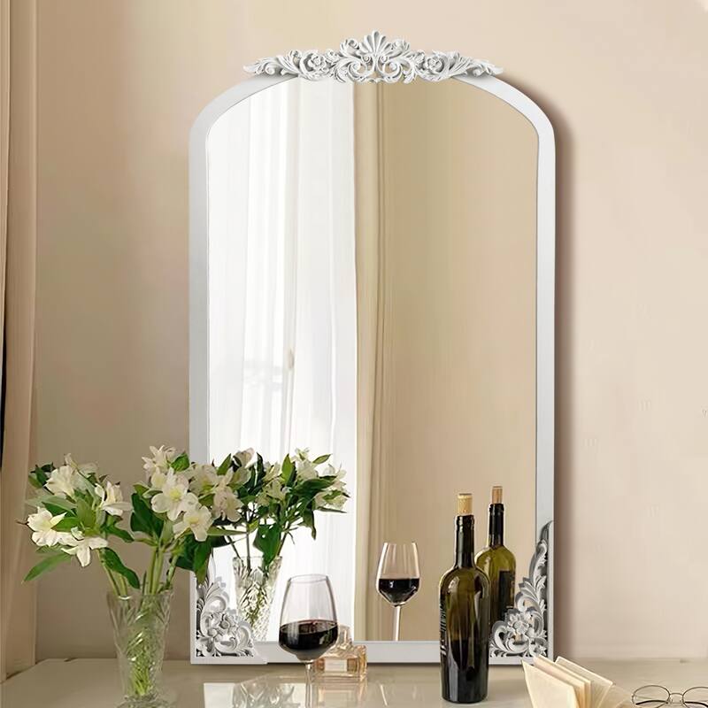 Lumioca Carved Solid Wood Arched Standing Mirror Wall Mirror