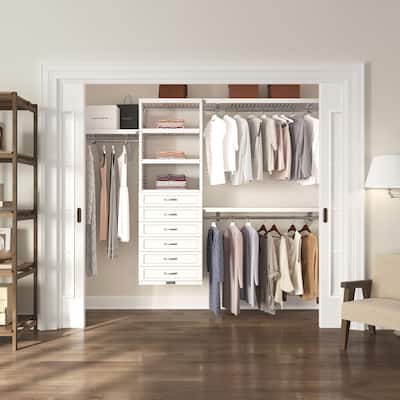 John Louis Home Solid Wood Walk-In Closet System with 6-Drawes White