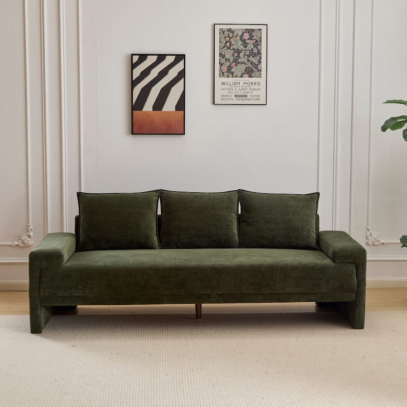 lgora Modern Upholstered 3-Seater Sofa with Wooden Frame Support