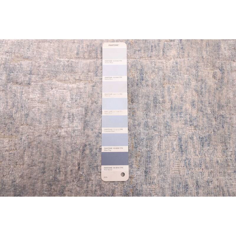 ECARPETGALLERY Hand-knotted Legacy Light Denim Blue Silk, Wool Rug - 3'11 x 10'2