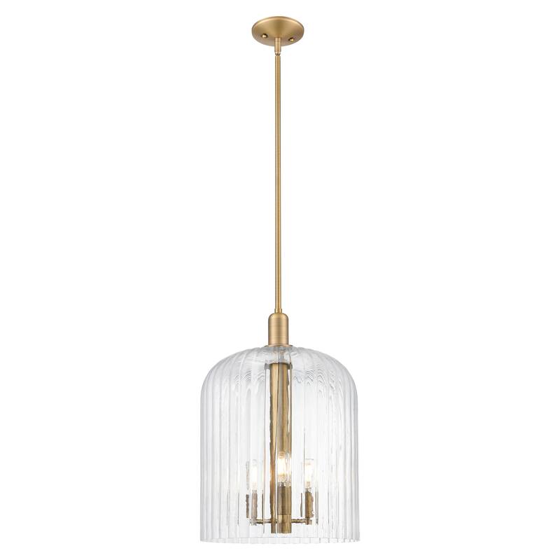 Innovations Lighting Downtown Urban - Bridal Veil - 3 Light 12" Stem Hung Mini Pendant - Brushed Brass/Clear Shade