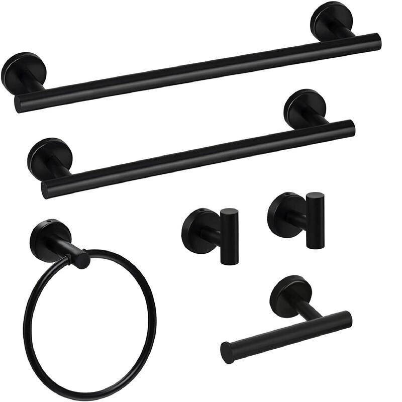 Modern 6 Piece Stainless Steel Bathroom Towel Rack Set Wall Mount