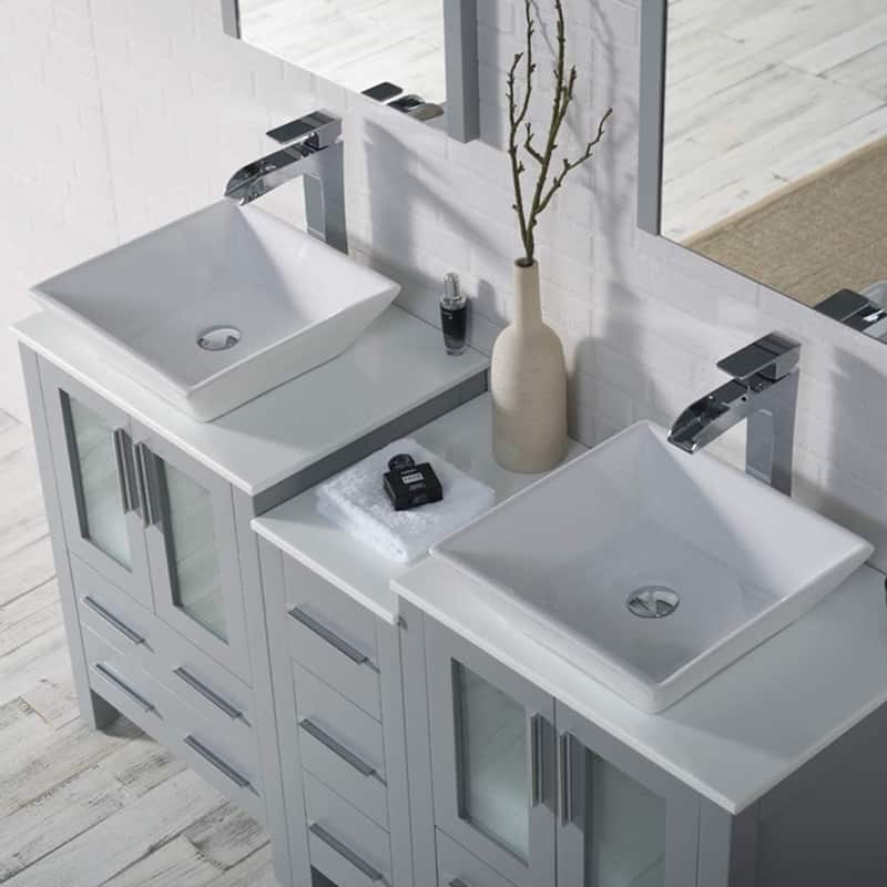 Blossom Sydney 60 Inch Double Sink Vanity with Side Cabinet & Mirrors