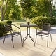 preview thumbnail 29 of 35, 23.5" Square Glass Metal Table with 2 Metal Aluminum Slat Stack Chairs