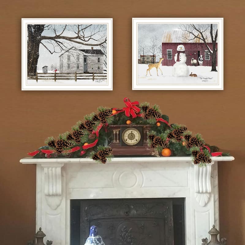 Fashion Decor 4U Country Living Diptych Winter Mural Living Room & Bedroom Decorative Art - Black
