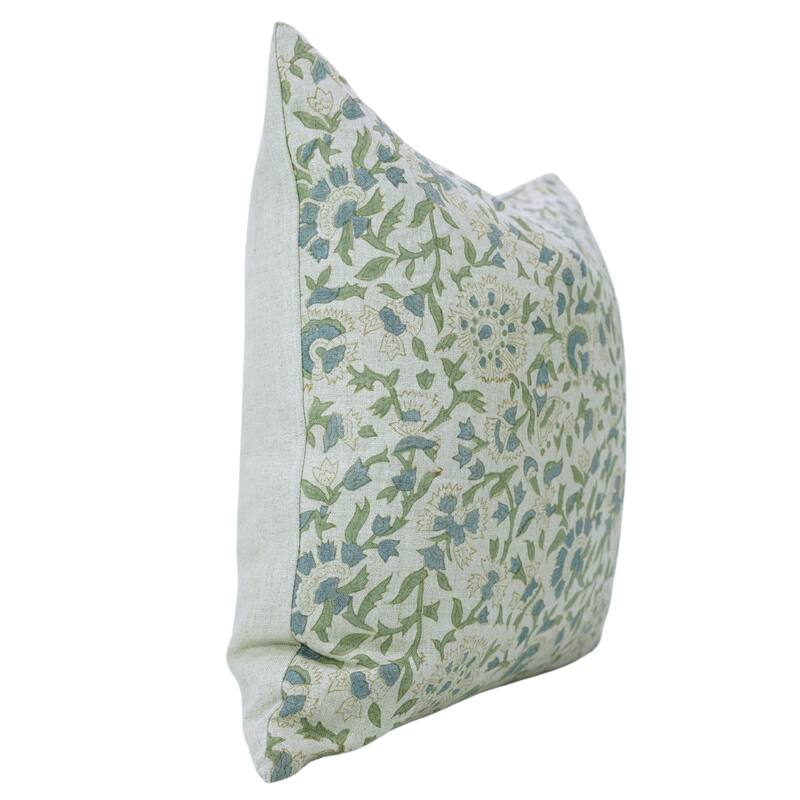 Fabdivine Floral Gift, Living Room Aqua Linen Pillow Cover, Pushplata