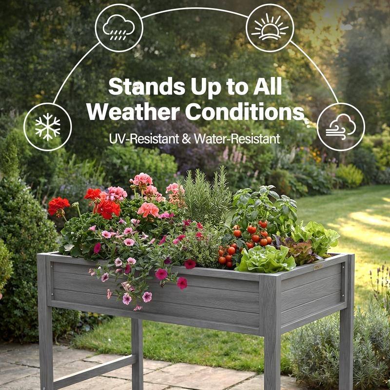 WINSOON All Weather HIPS Raised Garden Bed with Drainage Holes