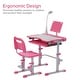 preview thumbnail 16 of 25, Ukuowu Height Adjustable Child's School Study Kids Desk and Chair Set with Tilt Desktop, LED Light, Storage Drawer, Book Stand