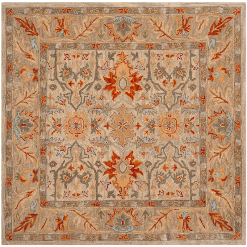 SAFAVIEH Handmade Antiquity Fenella Traditional Oriental Wool Rug - 6' Square - Beige/Multi