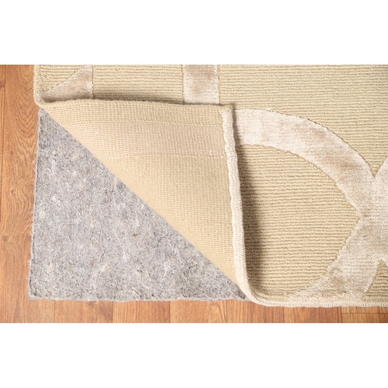 Geometric Nepalese Modern Area Rug Handmade Wool Carpet Beige - 9'2" x 11'10"