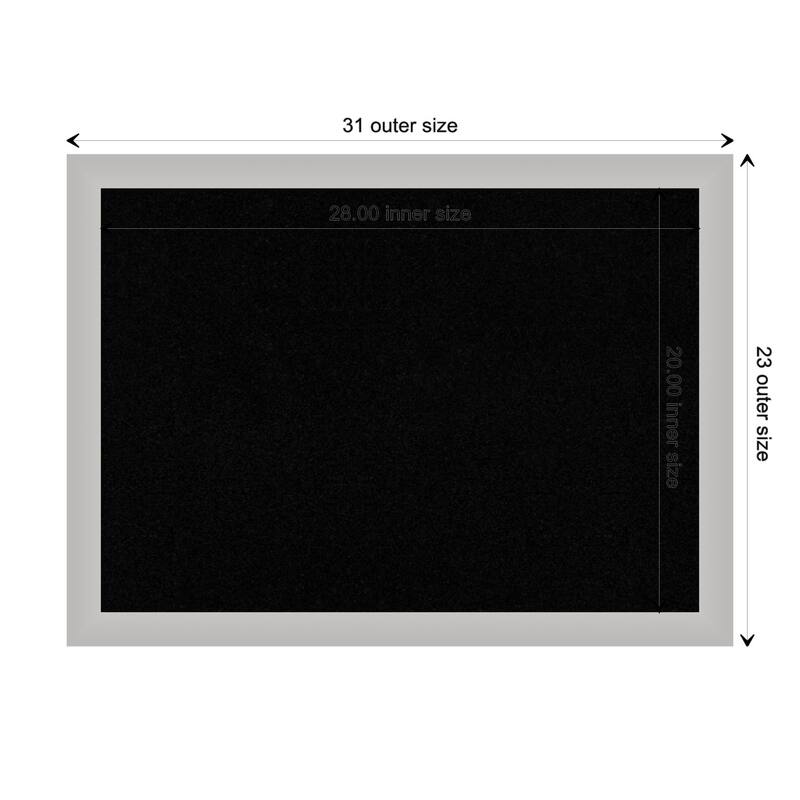 Low Luster Silver Wood Framed Black Corkboard Bulletin Board - Board Size 28x20