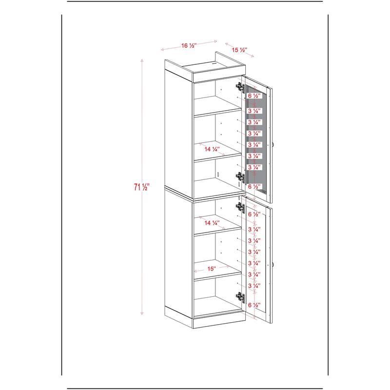 100% Solid Wood 16.5" Kitchen Pantry Cabinet with Doors by Palace Imports